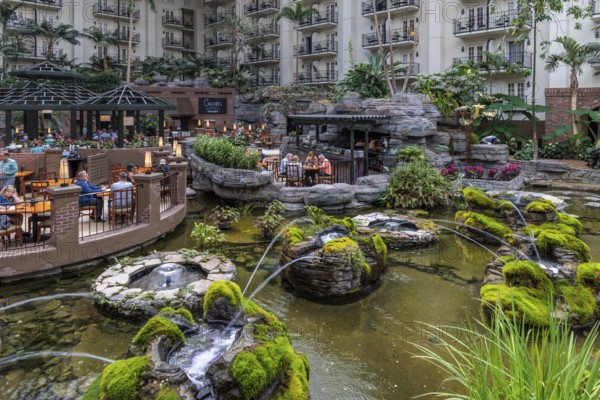 Guests dining at the Cascades American Cafe inside Gaylord Opryland Resort and Convention Center in