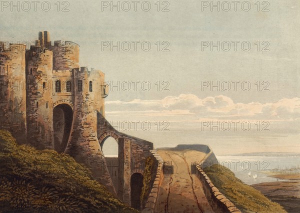 Dover Castle, castle near Dover, England, around 1850, after a painting by Theodore Henry Adolphus