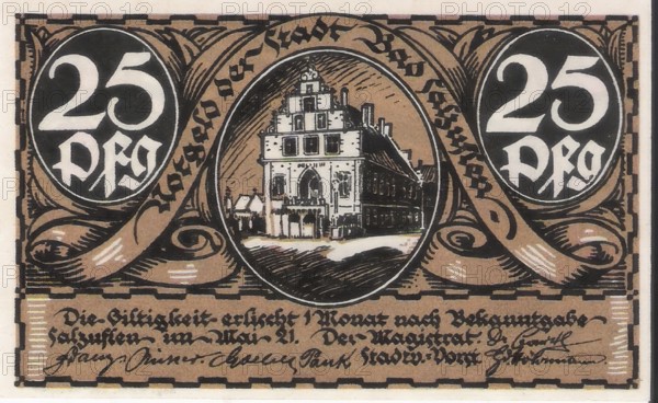 Banknote, banknote, emergency money, 25 Pfennig, city of Bad Salzuflen, 1921, Germany, reproduction
