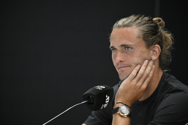 Press conference, PK, portrait, Alexander Zverev GER, thoughtful, wristwatch Jacob & Co Casino