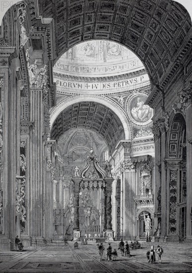 Interior of St Peter's Basilica around 1800, Basilica of St Peter, Memorial Church of the Apostle