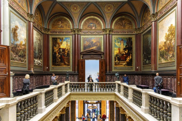 Interior design with paintings and exhibits in the Hamburger Kunsthalle, art museum am