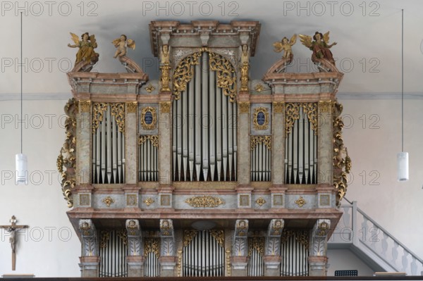 Prospectus of the 1710 organ of the parish church of St John, built in 1717-19, Biberacher Str. 6,