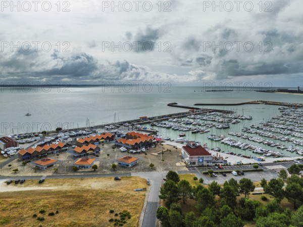 Marina in Le Verdon-sur-Mer from a drone, Nouvelle-Aquitaine, Gironde, France, EuropeLe