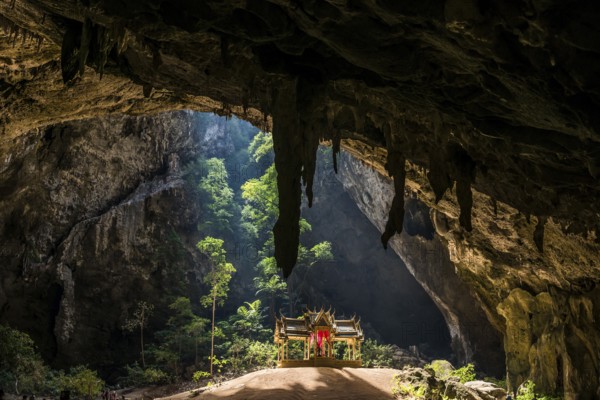 Temple in a stalactite cave, Phraya Nakhon Cave, Khao Sam Roi Yot National Park, Hua Hin, Prachuap