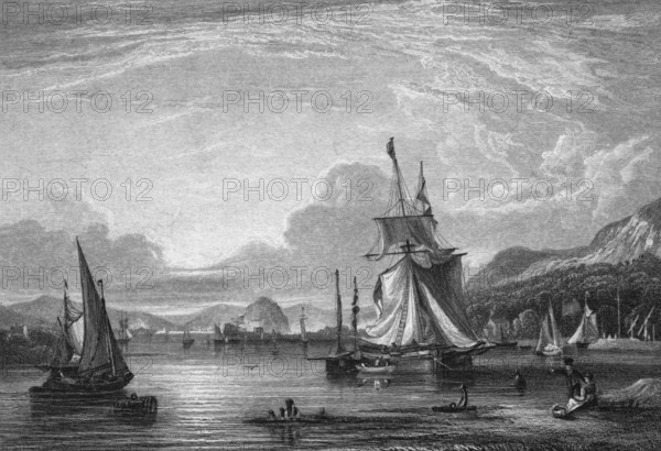 The Clyde from the Eskine ferry to illustrate the poem The Banks of Clyde by Andrew Park, Scotland,