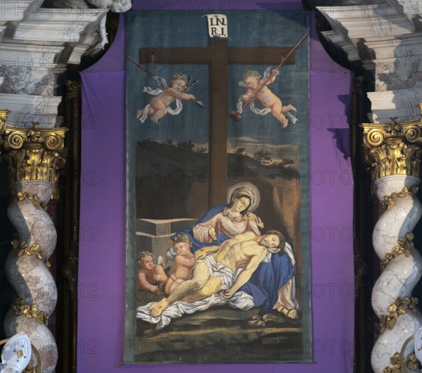 Lenten cloth, 18th century, in the Neustift monastery, Stiftstr. 1, Vahrn near Brixen, South Tyrol,