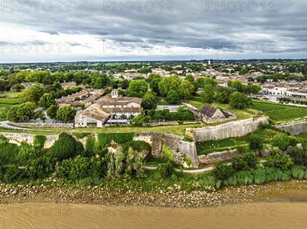 Citadel of Blaye from a drone, Blaye, Gironde Estuary, France