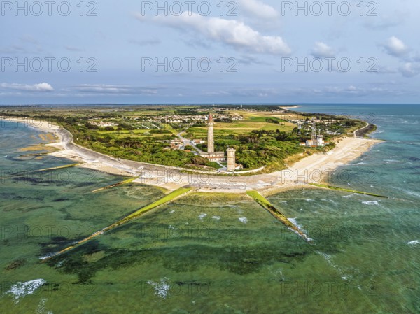 WHALE LIGHTHOUSE from a drone, Saint-Clement-des-Baleines, Atlantic, France