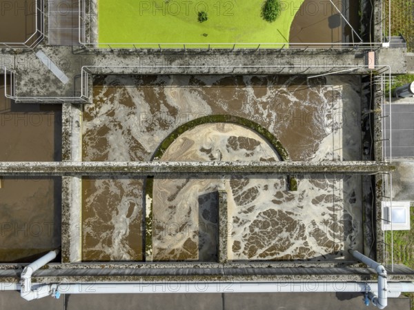 Germany - Wastewater treatment in a sewage treatment plant, clarifier with brown wastewater