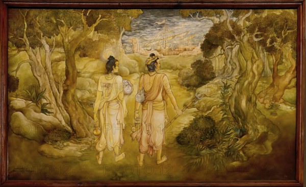 Temple of the sacred Tooth Relic or Sri Dalada Maligawa, Painted panel depicting the history of the