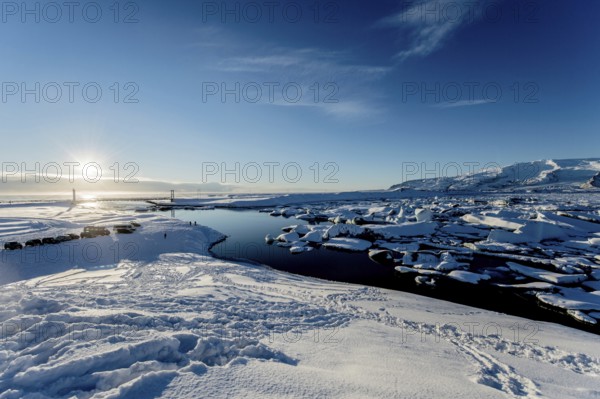 Jökulsarlon, icebergs, glacial lake, Vatnajökull glacier, winter, snow, Iceland* Jökulsarlon,