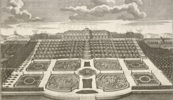 Royal pleasure palace and garden of Sanssouci, Potsdam, Germany, c. 1880, digitally restored