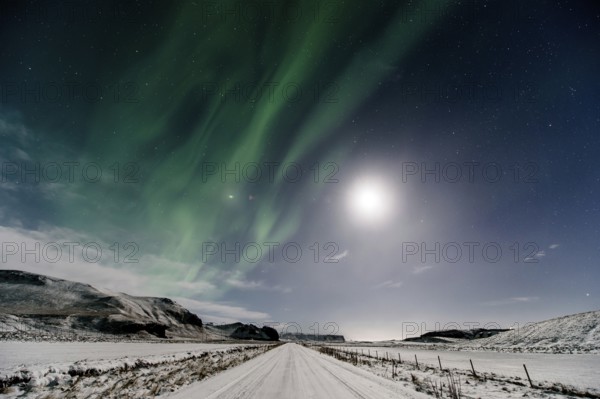 Northern Lights, Close to Vik, Ring Road, Mountains, Frost, Winter, Cold, Snow, Night, Iceland*