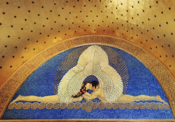 Mosaic entitled The Kiss by Friedrich Wilhelm Kleukens in the Wedding Tower, Mathildenhöhe,