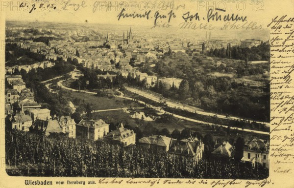 Historical postcard, picture postcard, Wiesbaden, Hesse, Germany, digitally enhanced reproduction