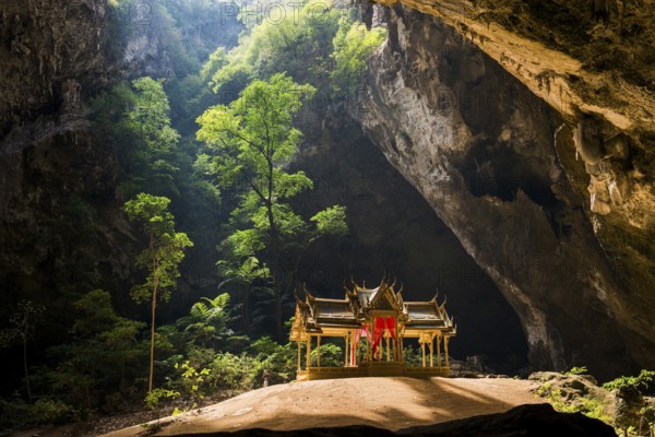 Temple in a stalactite cave, Phraya Nakhon Cave, Khao Sam Roi Yot National Park, Hua Hin, Prachuap