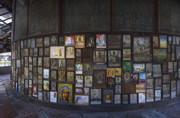 Votive plaques in the walkway around the Chapel of Grace, Kapellplatz, place of pilgrimage,