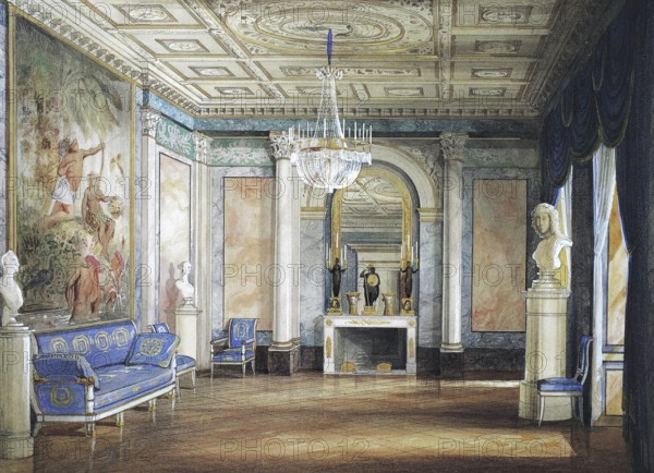 Reception room in Ehrenburg Castle, 1845, Coburg, Upper Franconia, Bavaria, Germany, Historic,