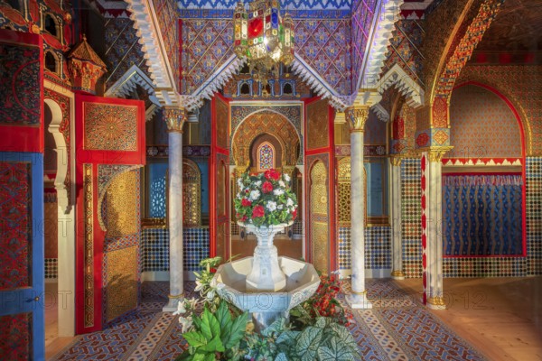 Interior of the Moroccan House in the park of Linderhof Palace, Ettal, Ammertal, Upper Bavaria,