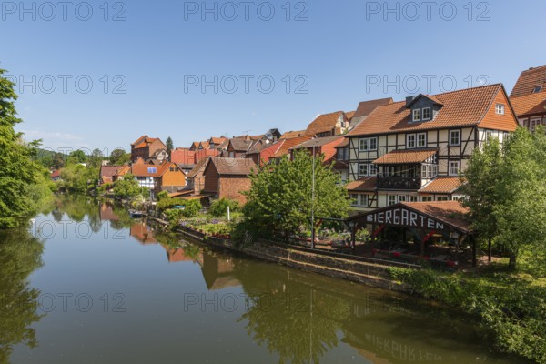Old fishermen's settlement along the Werra, Bad Sooden, Allendorf, district Allendorf, street