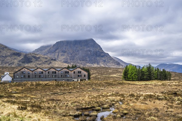 Mountains and Moors over Glen Etive Valley, Glencoe, Highlands, Scotland and Buachaille Etive Mòr,
