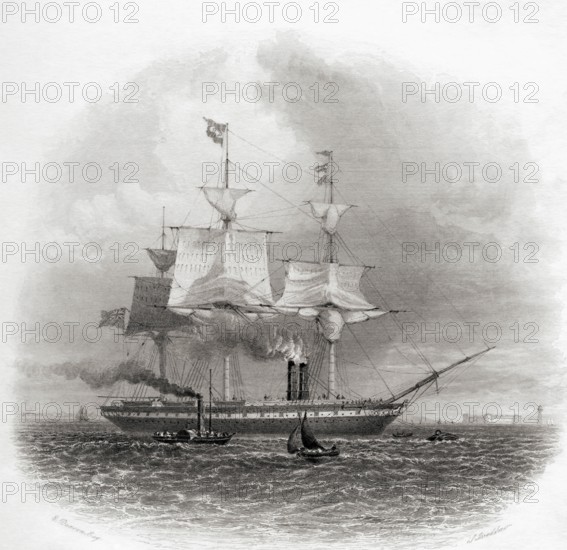The SS Great Britain leaving Liverpool, England in 1853, from the Cyclopaedia of Useful Arts and
