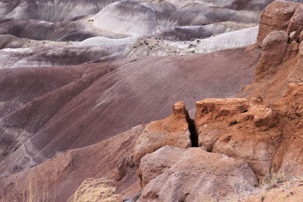 Colorful deposits of the Chinle Formation exposed at Little Painted Desert County Park near