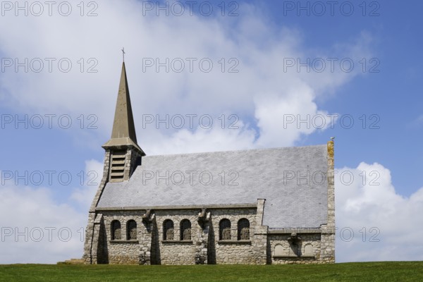 Chapel of Notre Dame de la Garde, patron saint of sailors, Etretat, Seine-Maritime, Normandy,