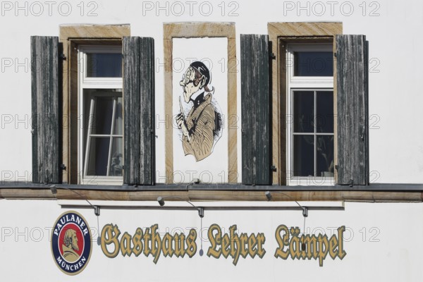 Mural with Teacher Lämpel from children's stories by Max and Moritz by Wilhelm bush, humour,