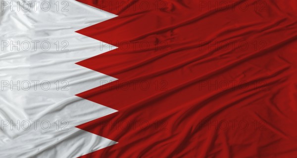 Close up of Bahrain flag waving. Flag of Bahrain with cloth texture