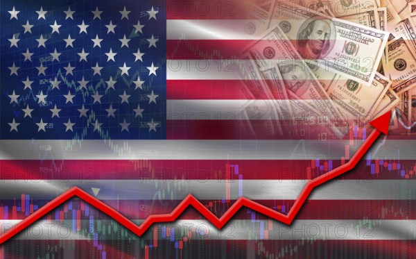USA economic growth on financial graph. USA financial growth on market graph