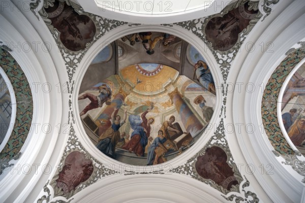 Ceiling painting, Jesus drives the merchants out of the temple, 1746, St Martin's Church, Biberach