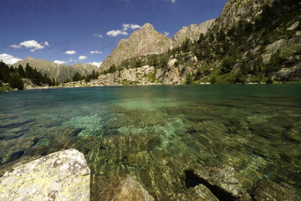 Lake Estany de Monestero in the Aigüestortes i Estany de Sant Maurici National Park, Catalonia,