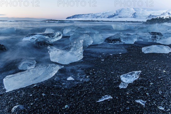 Jökulsarlon, Icebergs, Ice, Cold, Glacier lake, Vatnajökull Glacier, Winter, Beach, Sunrise, Ocean,