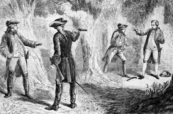 The pistol duel between the politician Samuel Martin and John Wilkes, another more radical