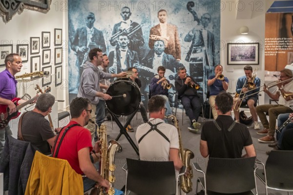 New Orleans, Louisiana - Musicians playing at the New Orleans Jazz Museum. The museum is housed in
