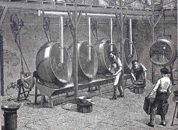 Workers in a factory for the production of sweets, around 1850, digitally enhanced reproduction of