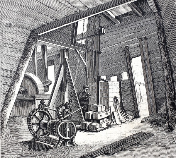 Petroleum wells in Oelheim, Ölheim, oil production, pumping station, around 1882, district of