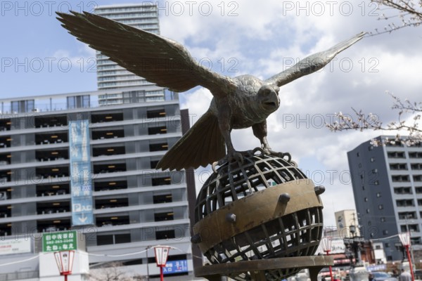 Tourist attraction, place of interest, close-up of an eagle figure on the historic Enkobashi stone