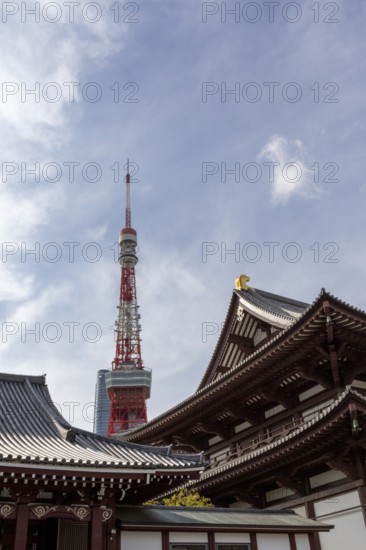 Landmark, tourist attraction, architecture, curved roofs, Zojoji Hall, Zojo-ji Temple, Busshist