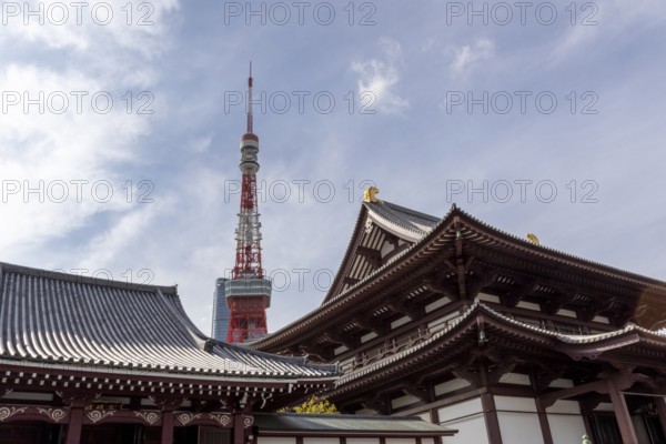 Landmark, tourist attraction, architecture, curved roofs, Zojoji Hall, Zojo-ji Temple, Busshist