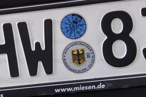 THW licence plate with approval seal of the Procurement Office of the BMI. Stuttgart,