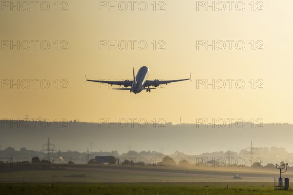 Aircraft taking off on a climb in the early morning. Registration: TC-LPH, Turkish Airlines, Airbus