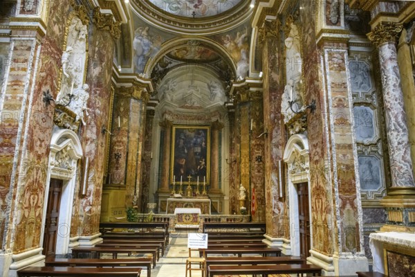 Nave with chancel of the baroque church Chiesa di San Nicola dei Lorenesi in baroque architecture,