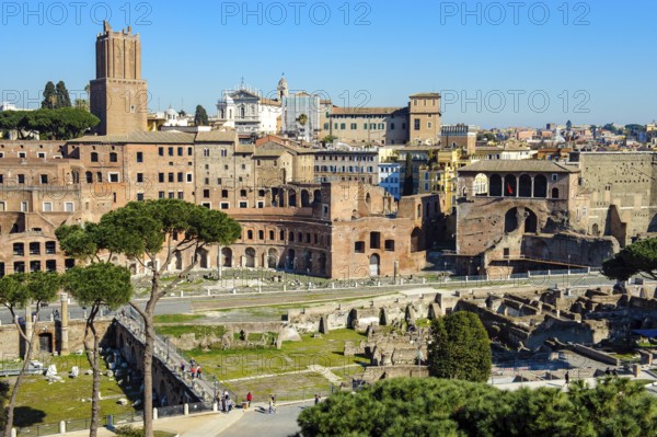 View from elevated position on Roman hill Quirinal Quirinal Hill with in front Forum of Roman