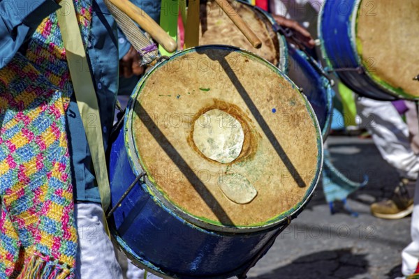 Congado Festival with musicians and their drums and colorful clothes on the streets of Belo