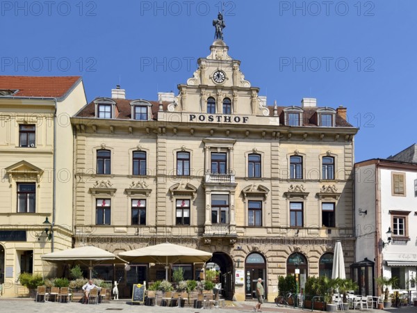 Close-up of a baroque building with a magnificent façade and decorative elements in the town of
