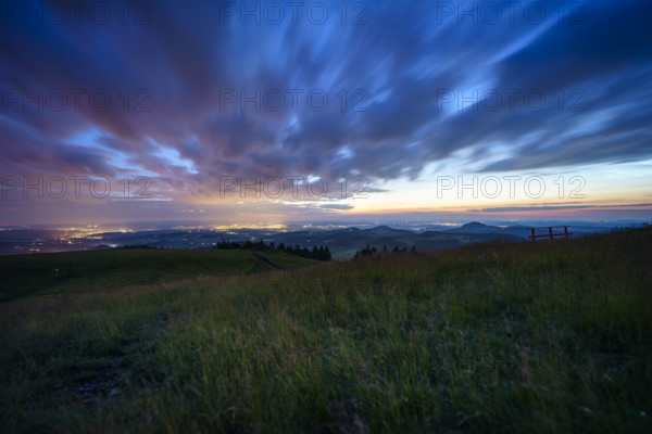 View from the Wasserkuppe at dusk, Hesse, Germany