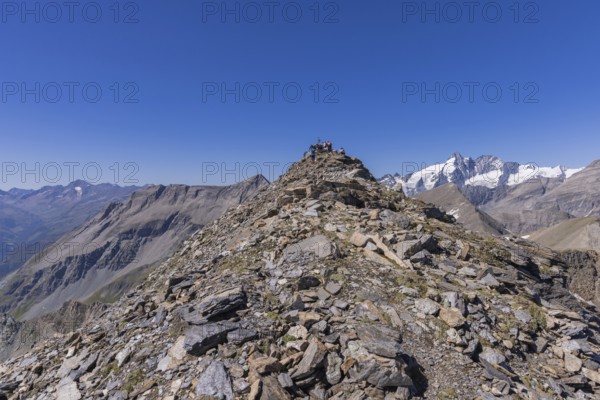 Landscape panorama, summit cross, Brennkogel, hiker, GroÃŸglockner, Pinzgau